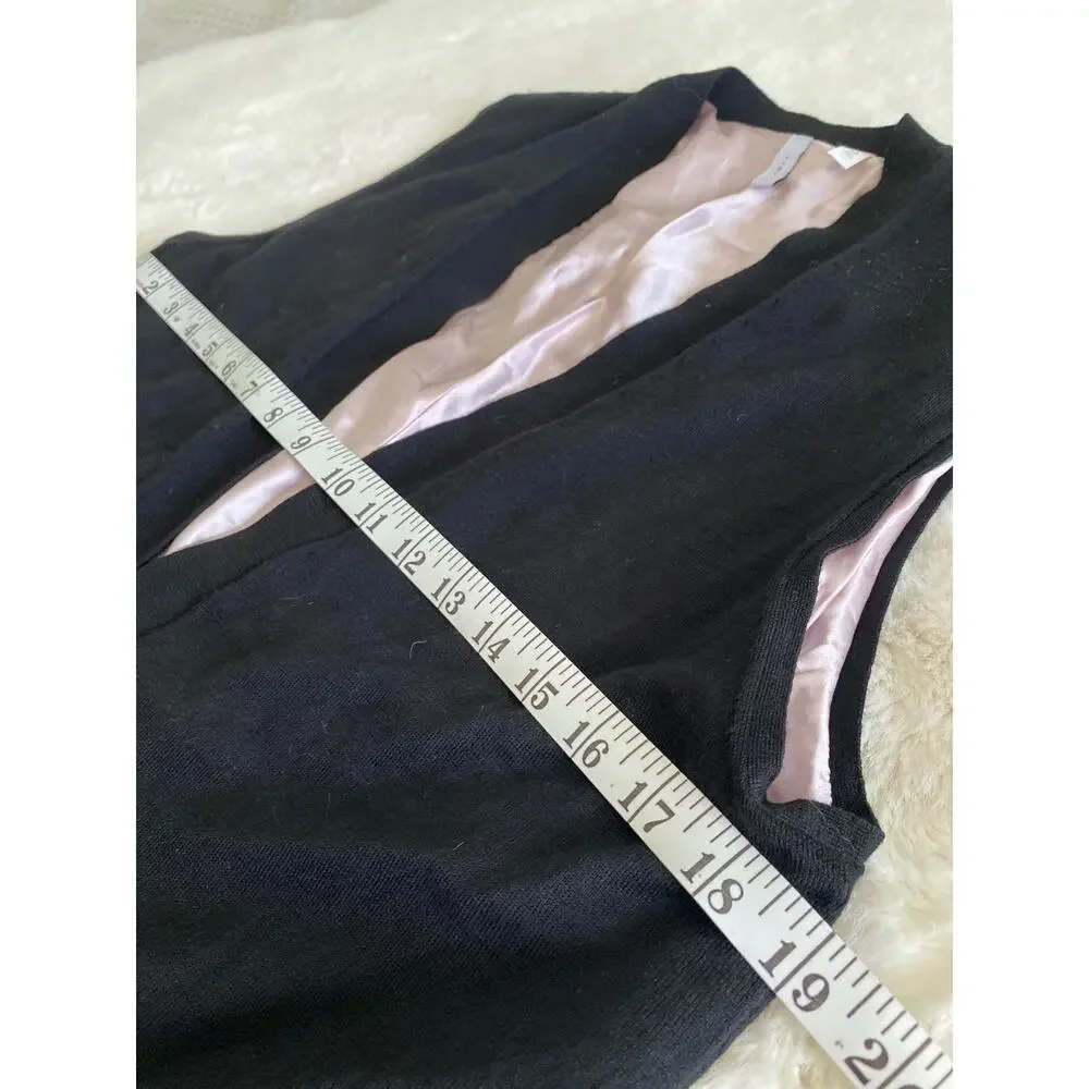 IISLI New‎ York Womens Black 100% Wool Silk Lined Longline Knit Vest Small